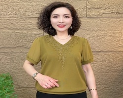 V領釘珠短袖
